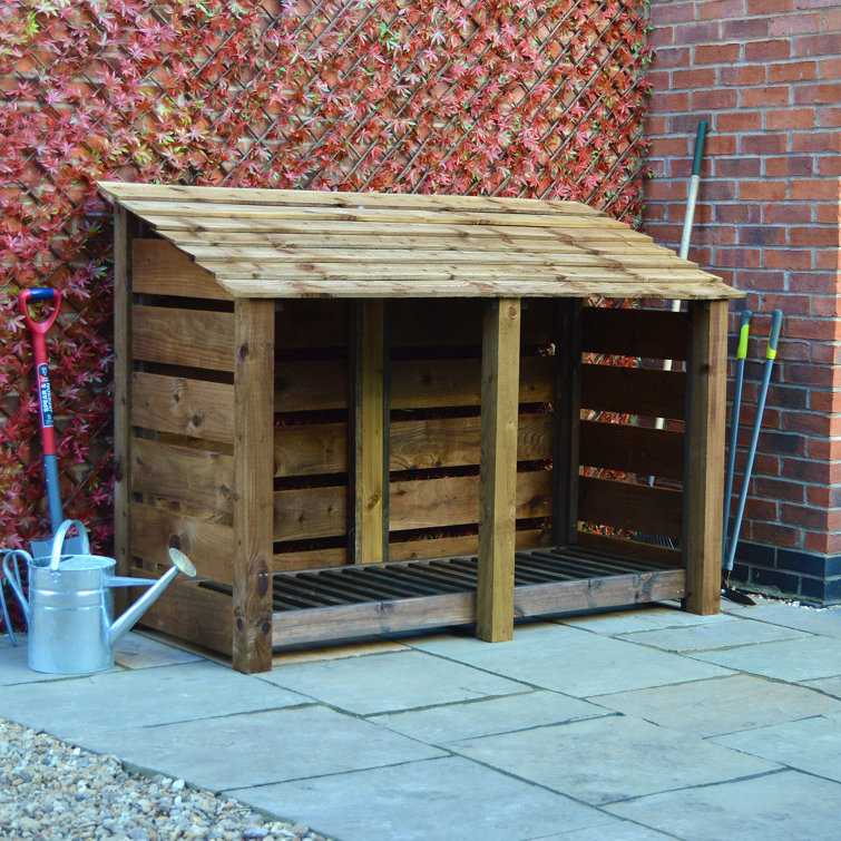 Dakota Fields 230Cm W x 80Cm D Solid Wood Log Store Wayfair.co.uk